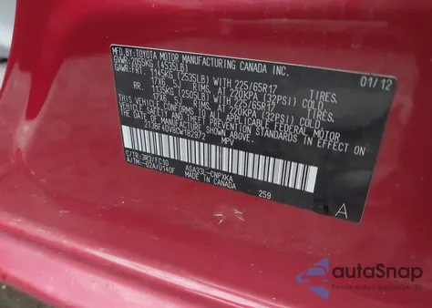 2012 Toyota Rav4 из США, поврежденный, VIN 2T3BF4DV8CW182972